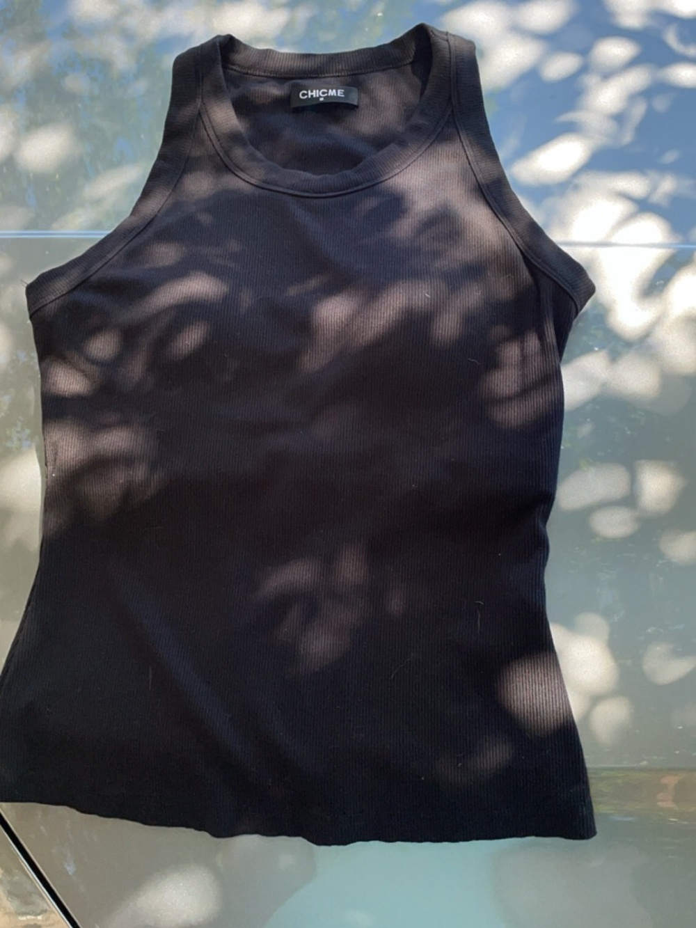 chic Black Ribbed Racerback Tank Top
